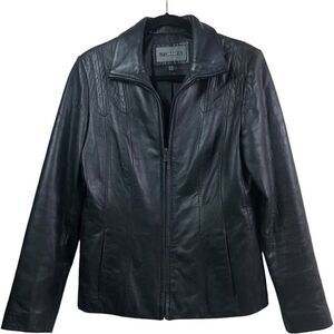 Bromley Collection Black Genuine Leather Full Zip Jacket